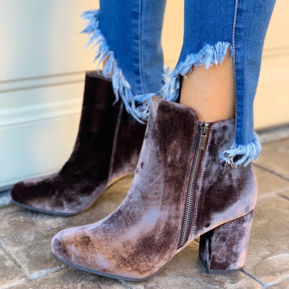 Decadent Velvet Chocolate Block Heel Boot - Picture 3 of 8